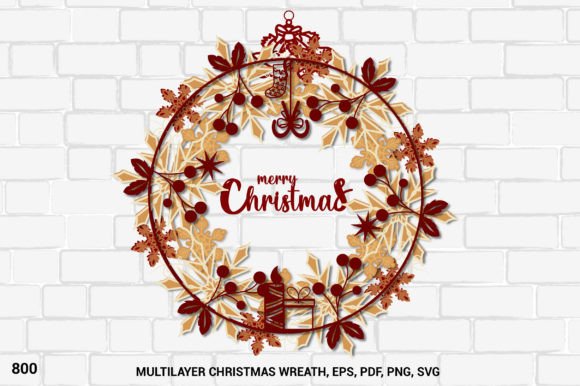 Download Christmas Wreath SVG Wooden Layer 800 - Christmas wreath svg Collection