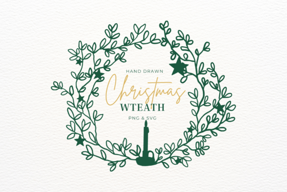 Download Hand Drawn Christmas Wreath SVG &amp; PNG - Christmas wreath svg Collection